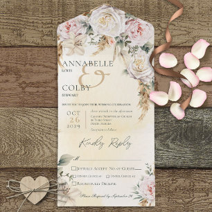 Boho Pampas & Rosa ros Gult Middag