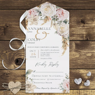 Boho Pampas & Rosa ros White Middag