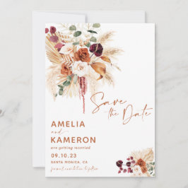 Boho Pampas Save The Date Card Spara Datumet