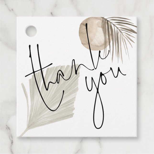 Boho Pampas Script Namn Date Bröllop Tack Gåvor Etiketter (Framsida)