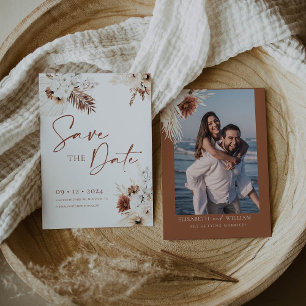 Boho Pampas Spara datuminbjudan Inbjudningar