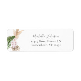 Boho Pampas Strand Blommig 2 Returadressetikett Returadress Etikett