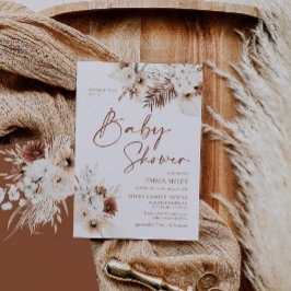 Boho Pampas Terracotta Baby Shower-inbjudan Inbjudningar