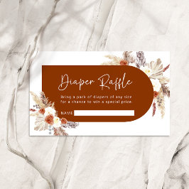 Boho Pampas Terracotta Grass Diaper Raffle Card Tilläggskort