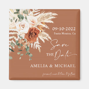 Boho Pampas Terracotta Rust Spara datum magneter