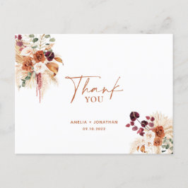 Boho Pampas Terracotta Tack vykort