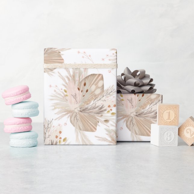 Boho pampas torkad gräs vattenfärg mönster öken presentpapper (Baby Shower)