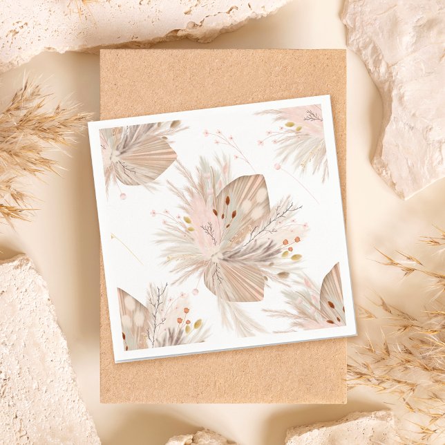 Boho pampas - torkad gräsfärg mönster-öknen pappersservett (Boho pampas dried grass watercolor pattern desert napkins)