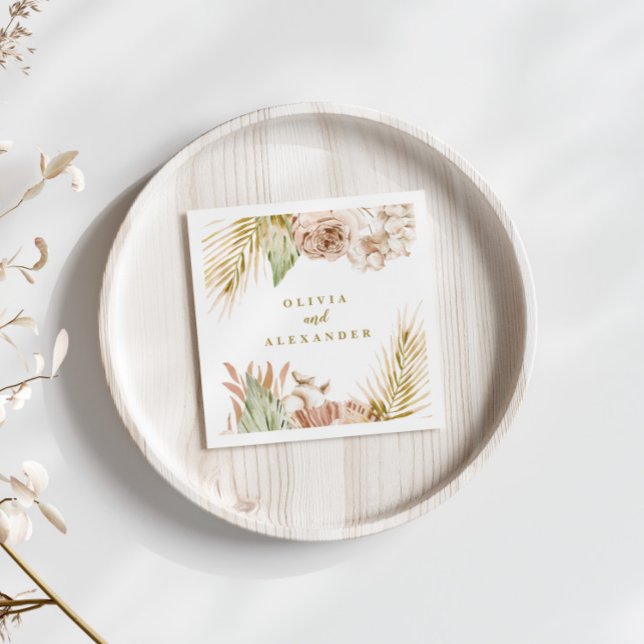 Boho Pampas Tropiska Torkade Blommor Bröllop Pappersservett (Skapare uppladdad)