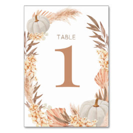Boho Pampas white Pumpkin Table number Bordsnummer
