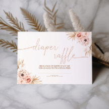 Boho Pampasgräs Baby Shower Blöja Lotteri Kort