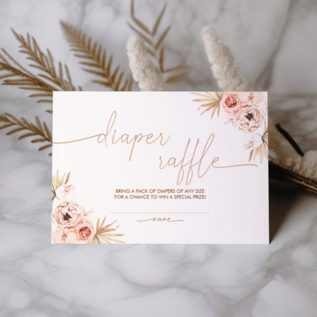 Boho Pampasgräs Baby Shower Blöja Lotteri Kort (Skapare uppladdad)