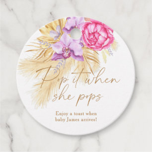Boho pampasgräs - Baby shower Pop it Gåvor Etiketter