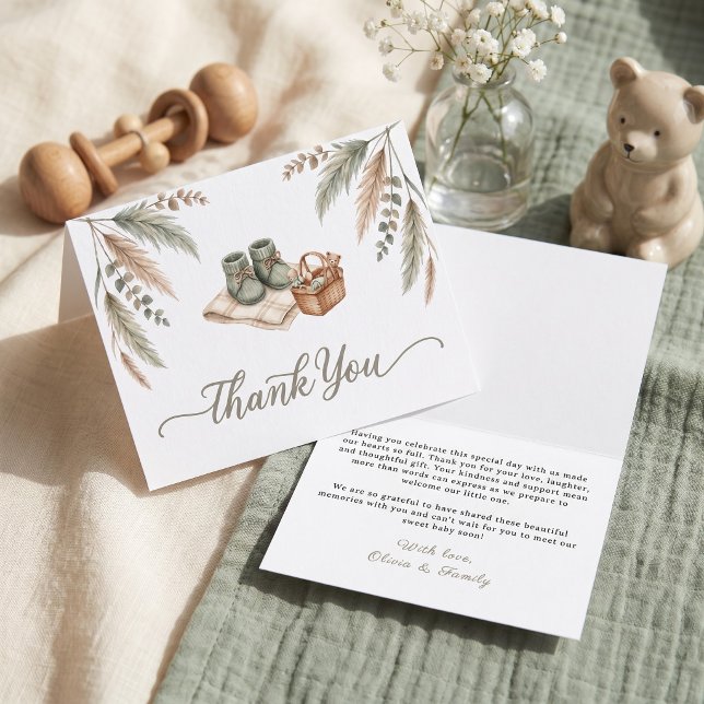 Boho Pampasgräs BBQ Grill Tack Kort (Boho Pampas Grass BBQ Grill Thank You Card)