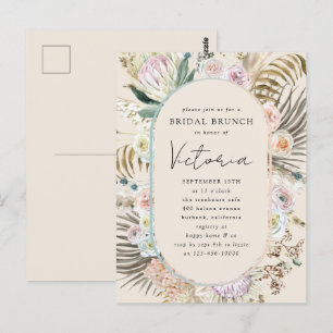 Boho Pampasgräs Blommig Bröllopsbrunch Inbjudan