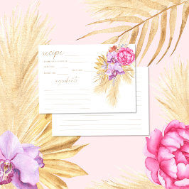 Boho pampasgräs Blommig receptkort