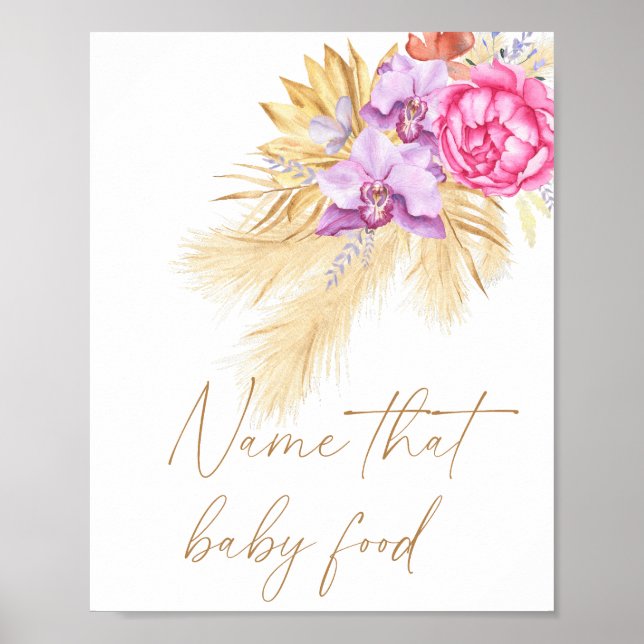 Boho pampasgräs - döp den bebisfesten poster (Framsidan)