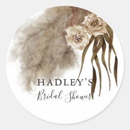 Boho Pampasgräs Hösten Förälskad Bröllopsfest  Runt Klistermärke