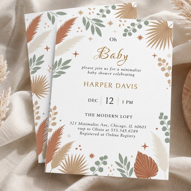 Boho Pampasgräs och eukalyptus Botanisk Inbjudningar (Boho Pampas Grass and Eucalyptus Botanical Invitation)