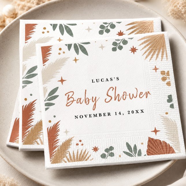 Boho Pampasgräs och eukalyptus Botanisk Pappersservett (Boho Pampas Grass and Eucalyptus Botanical Napkins)
