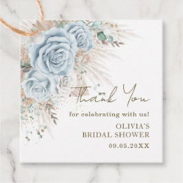 Boho Pampasgräs Pastellblå Blommig Bröllopsdusch Gåvor Etiketter