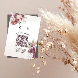 Boho Pampasgräs QR-kod Bröllopsföljekort Tilläggskort