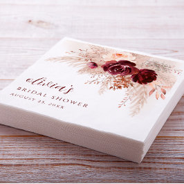 Boho Pampasgräs Rosor Bröllop Bröllopsdusch Pappersservett
