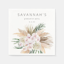 Boho Pampasgräs Strand Blommig Namn eller Monogram Pappersservett