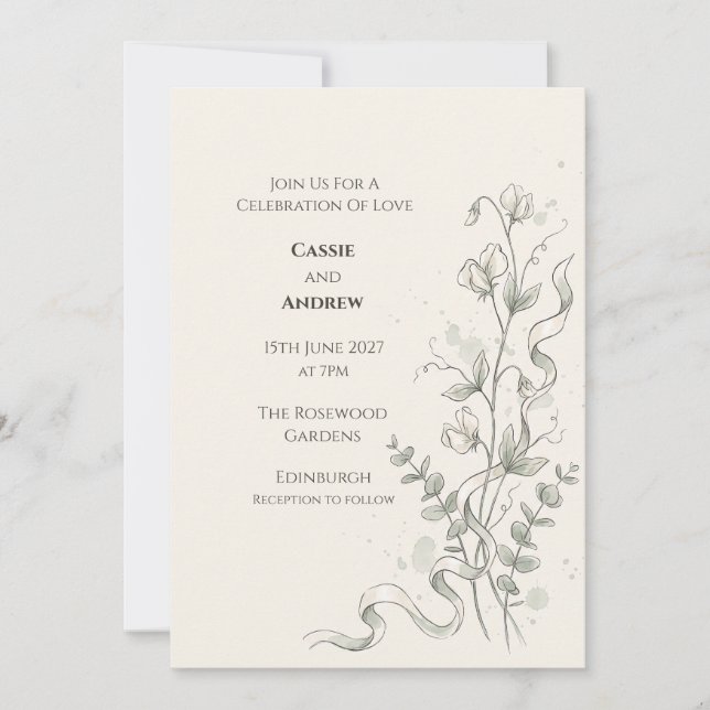 Boho Pampasgräs Torkad Blommig Bröllopsinbjudan Inbjudningar (Framsida)