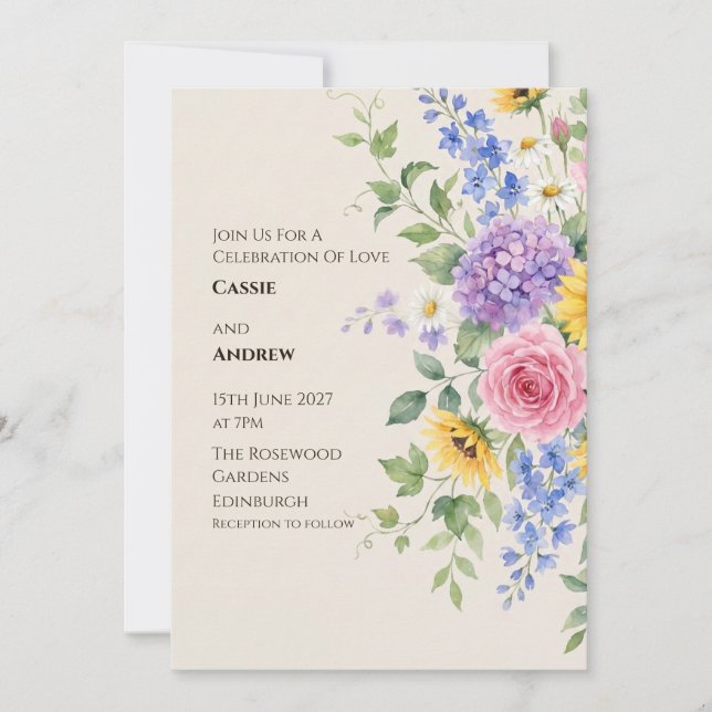 Boho Pampasgräs Torkad Blommig Bröllopsinbjudan Inbjudningar (Framsida)