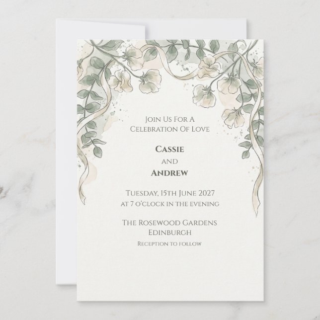 Boho Pampasgräs Torkad Blommig Bröllopsinbjudan Inbjudningar (Framsida)