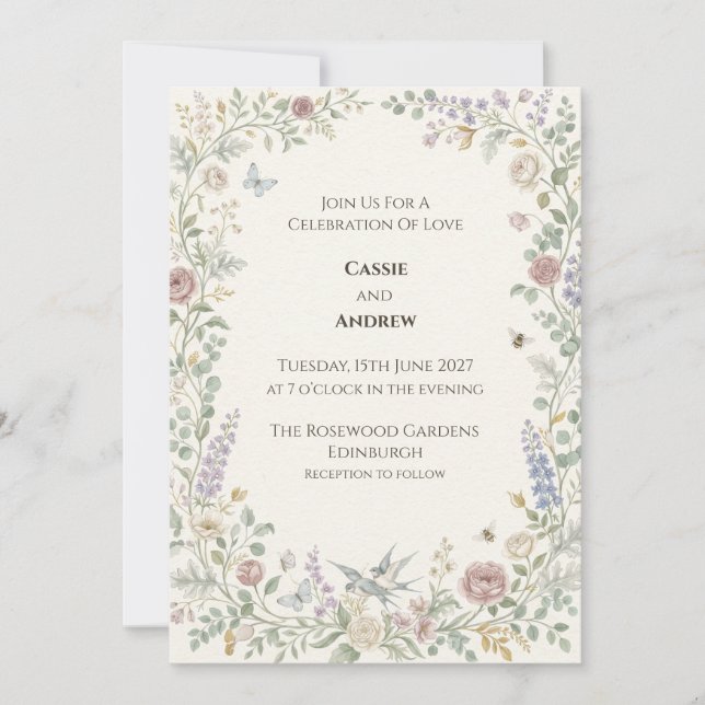 Boho Pampasgräs Torkad Blommig Bröllopsinbjudan Inbjudningar (Framsida)
