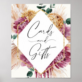 Boho Pampasgräs Torkade Bouquet Kort och Gåvor Poster