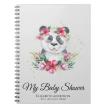 Boho Panda Bear Baby Shower Planner Flowers