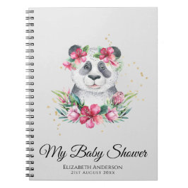Boho Panda Bear Baby Shower Planner Flowers Anteckningsbok