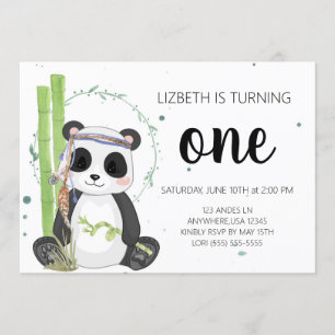 Boho Panda Birthday Bjud - Girl Inbjudningar