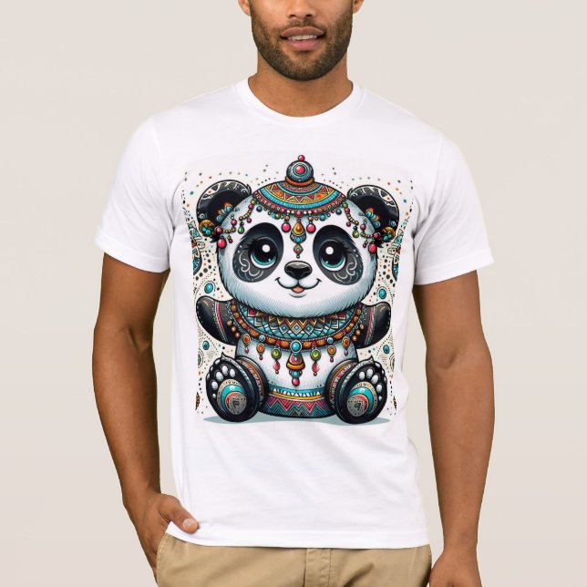 "Boho Panda Majesty - Intricate Tribal Art" T Shirt (Framsida)