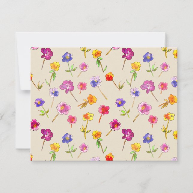 Boho Pansies Whimsical Hand-Illustrated Wildblomma Tack Kort (Framsida)