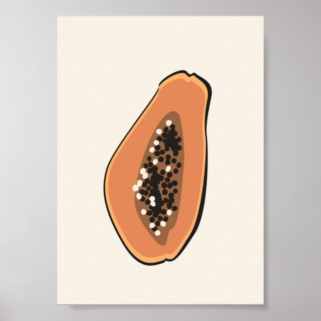 Boho Papaya Fruit Illustration, sommartryck Poster (Framsidan)