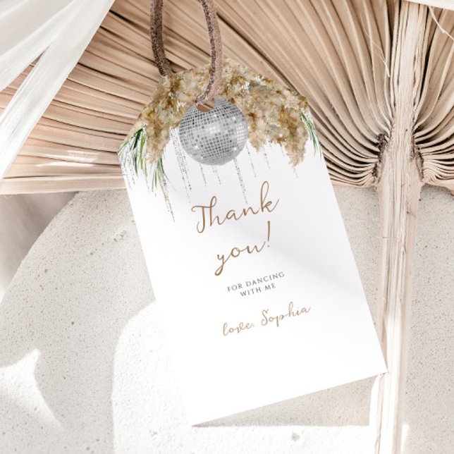 Boho Papmas Grass Disco Boll Födelsedagsfest Presentetikett (Skapare uppladdad)