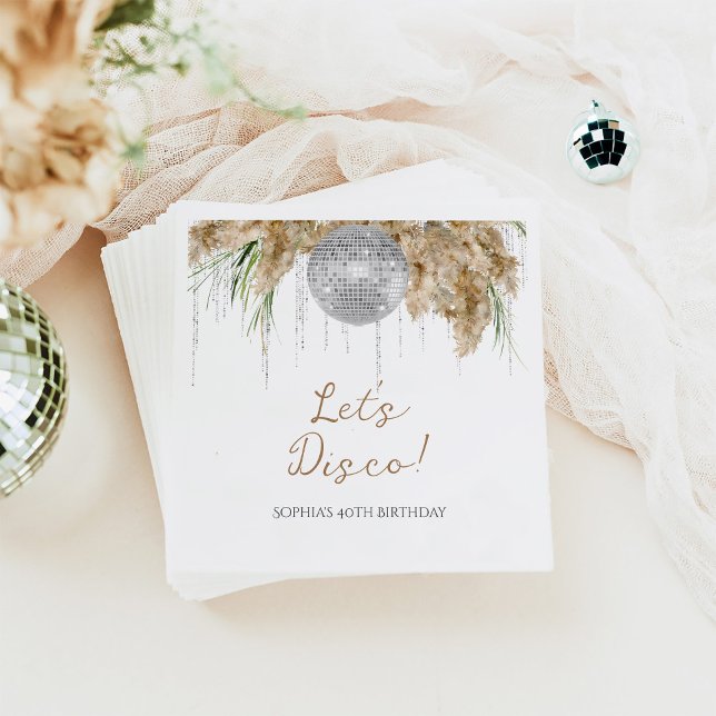Boho Papmas Grass Disco Boll vid födelsedag Pappersservett (Skapare uppladdad)