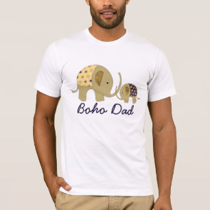 Boho Pappa, Guld Elephant T Shirt