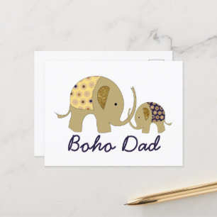 Boho Pappa, Guld Elephant Vykort
