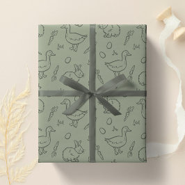 Boho påskhare kanin gås vår salvia grön presentpapper