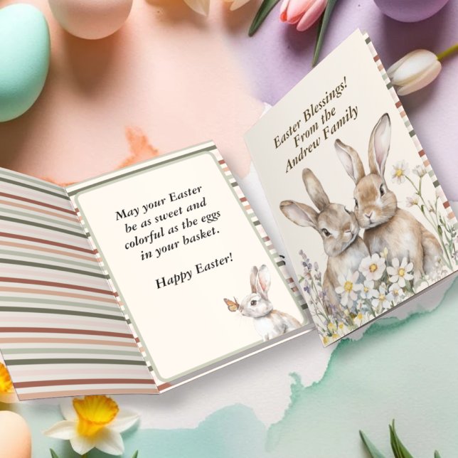 Boho Påskhare Personlig Kort (Boho Easter Bunny Personalized Card)
