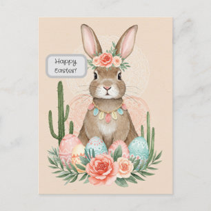 Boho påskharen kort – Whimsical Pastel Postkort