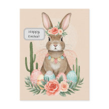 Boho påskharen kort – Whimsical Pastel Postkort