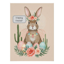 Boho påskharen utskrivbar Whimsical Pastel