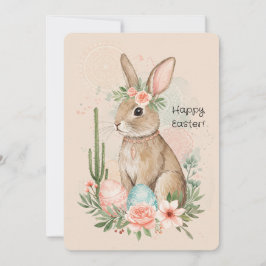 Boho påskharen utskrivbart kort – Whimsical