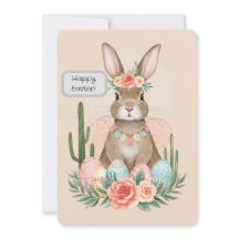 Boho påskharen utskrivbart kort – Whimsical